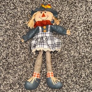 Plaid Scarecrow Doll with Blue Outfit